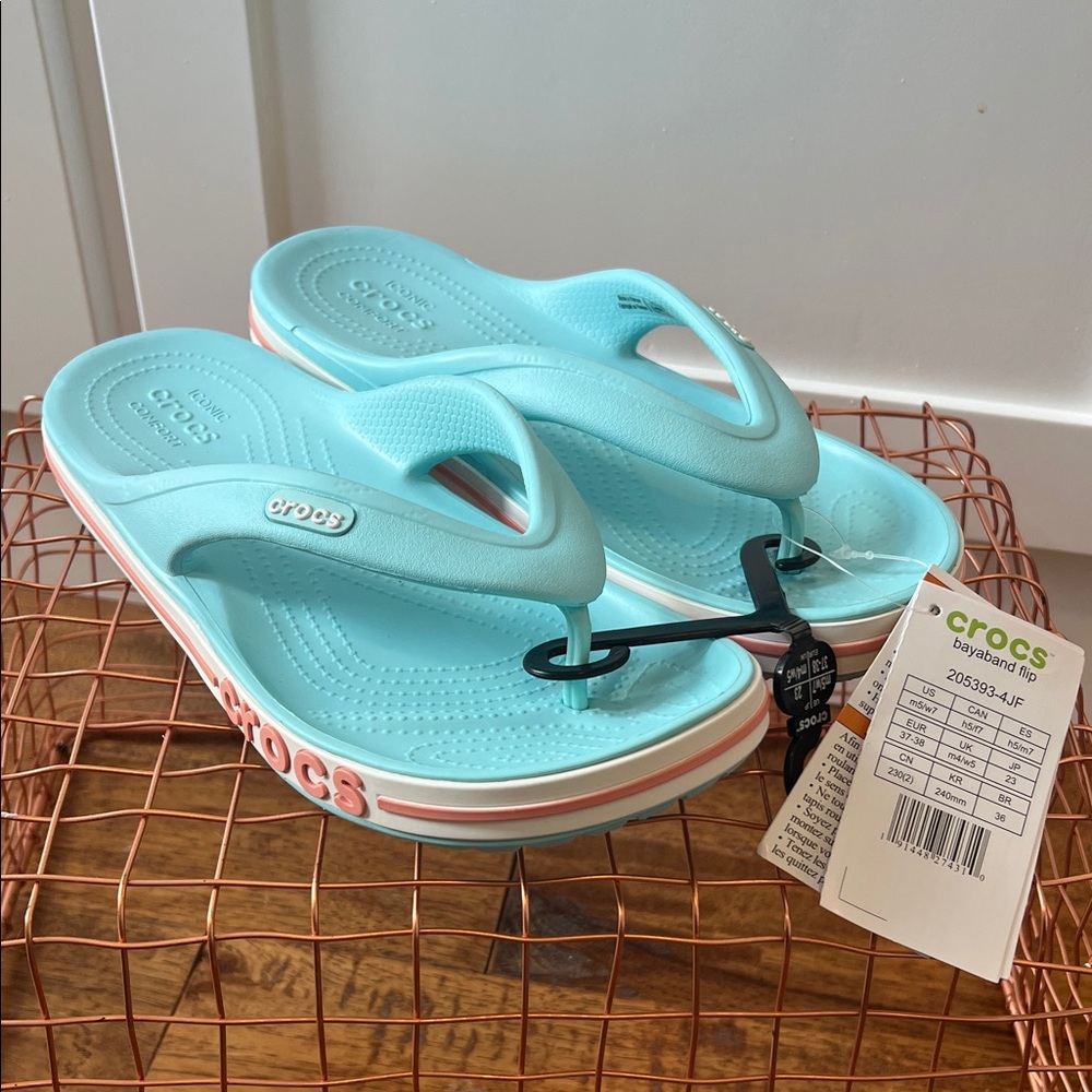 CROCS Aqua Blue Flip Flops